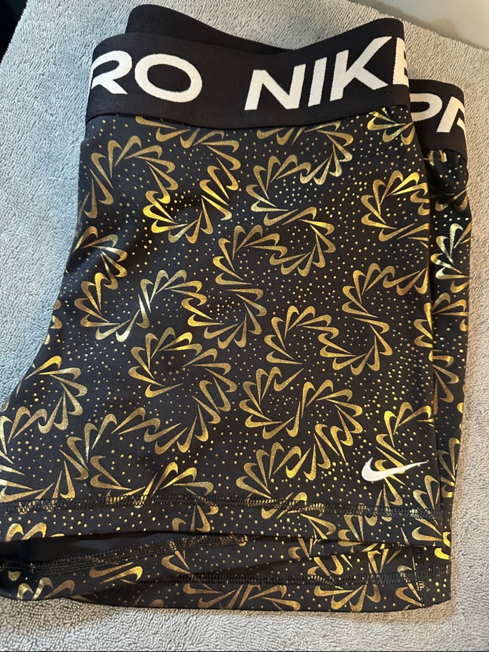 Nike Black and Gold Floral-Print Performance Shorts